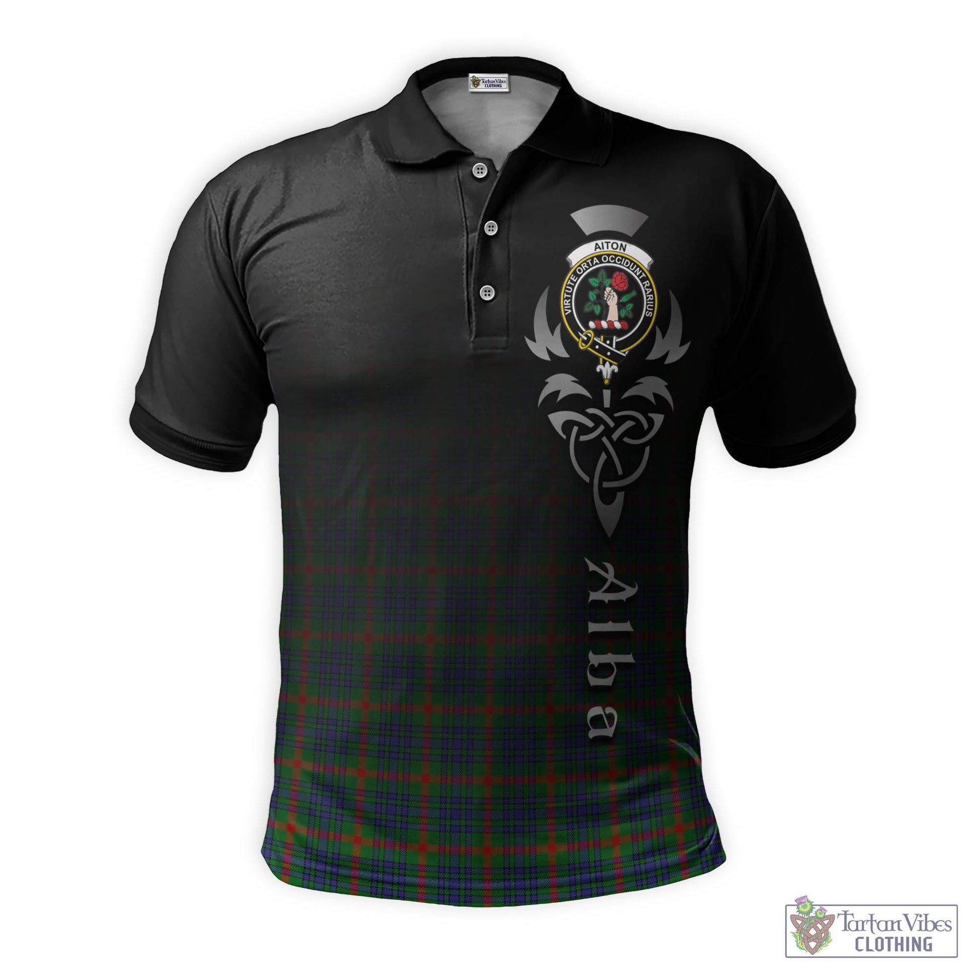 Tartan Vibes Clothing Aiton Tartan Polo Shirt Featuring Alba Gu Brath Family Crest Celtic Inspired