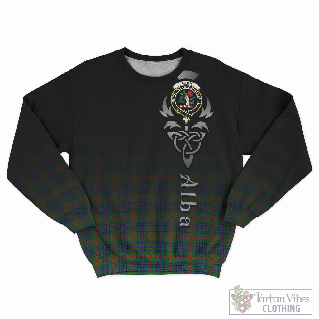 Tartan Vibes Clothing Aiton Tartan Sweatshirt Featuring Alba Gu Brath Family Crest Celtic Inspired