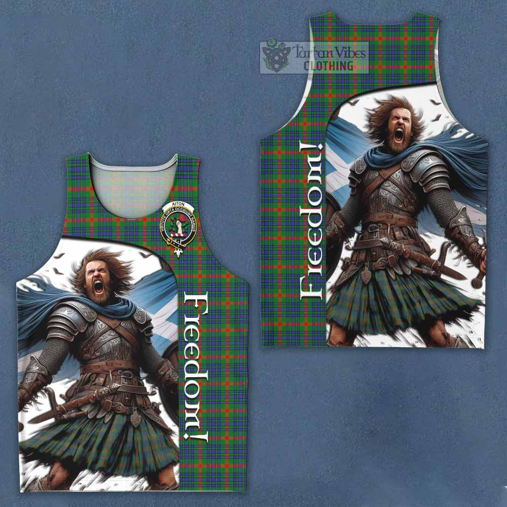 Tartan Vibes Clothing Aiton Crest Tartan Men's Tank Top Inspired by the Freedom of Scottish Warrior