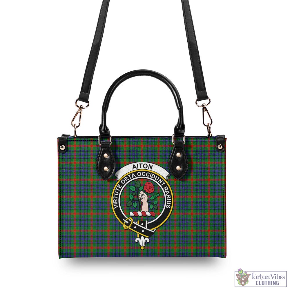 Aiton Tartan Luxury Leather Handbags with Family Crest - Tartan Vibes Clothing