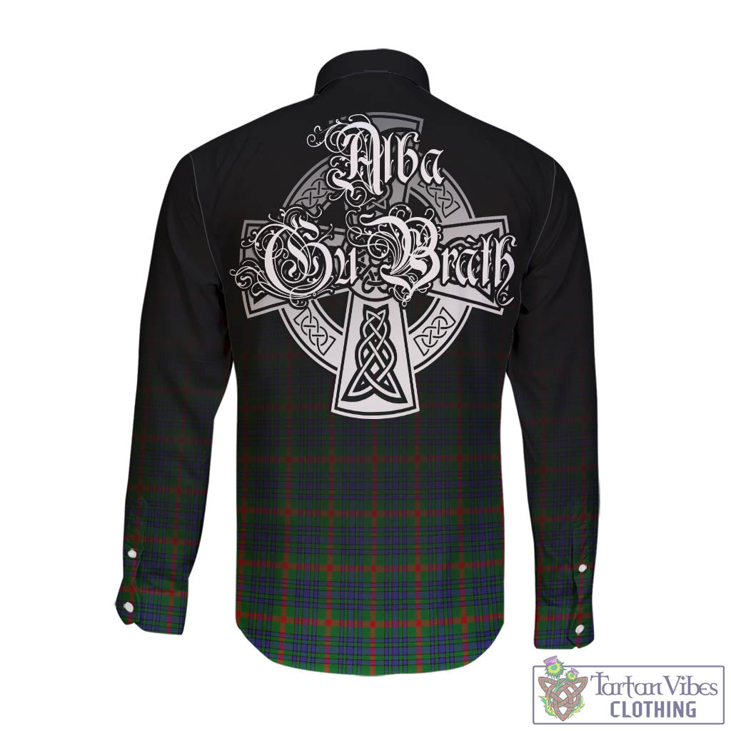 Tartan Vibes Clothing Aiton Tartan Long Sleeve Button Up Featuring Alba Gu Brath Family Crest Celtic Inspired