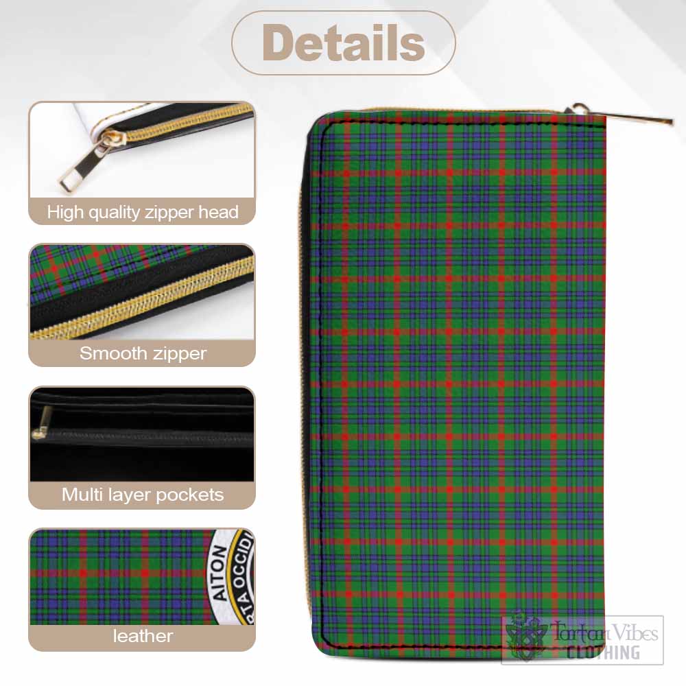 Aiton Tartan Women's Leather Wallet with Family Crest - Tartan Vibes Clothing