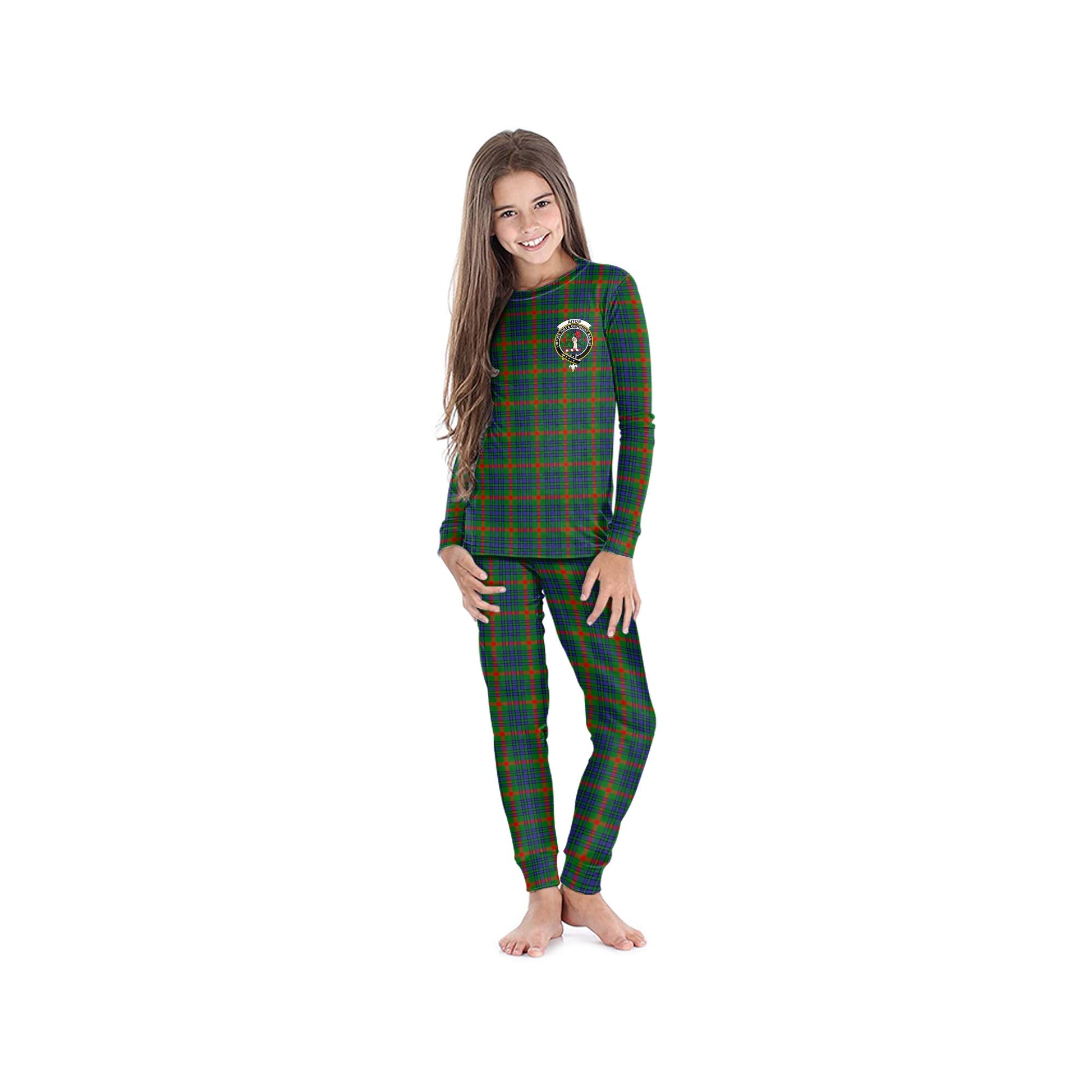 Aiton Tartan Pajamas Family Set with Family Crest - Tartan Vibes Clothing