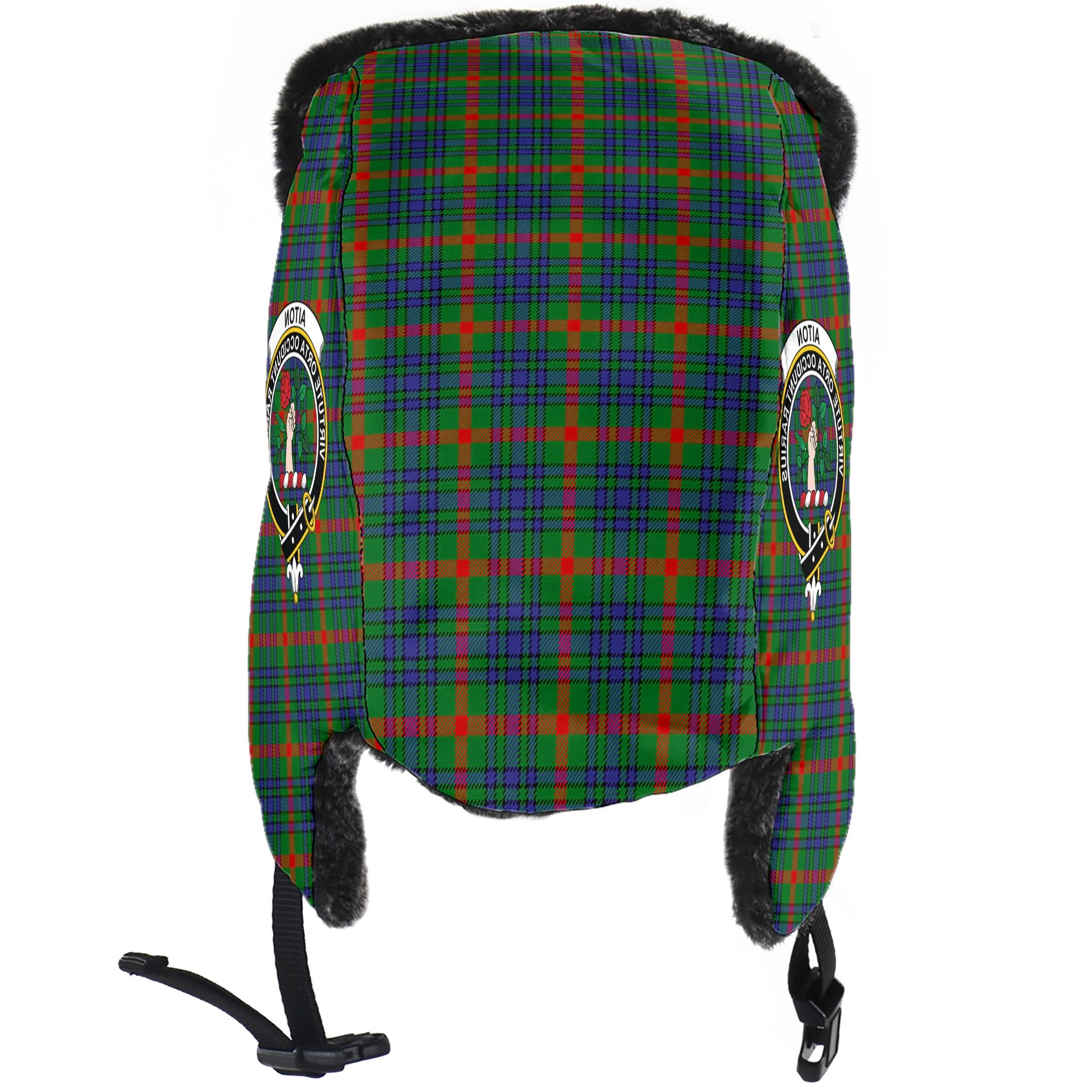 Aiton Tartan Winter Trapper Hat with Family Crest - Tartanvibesclothing