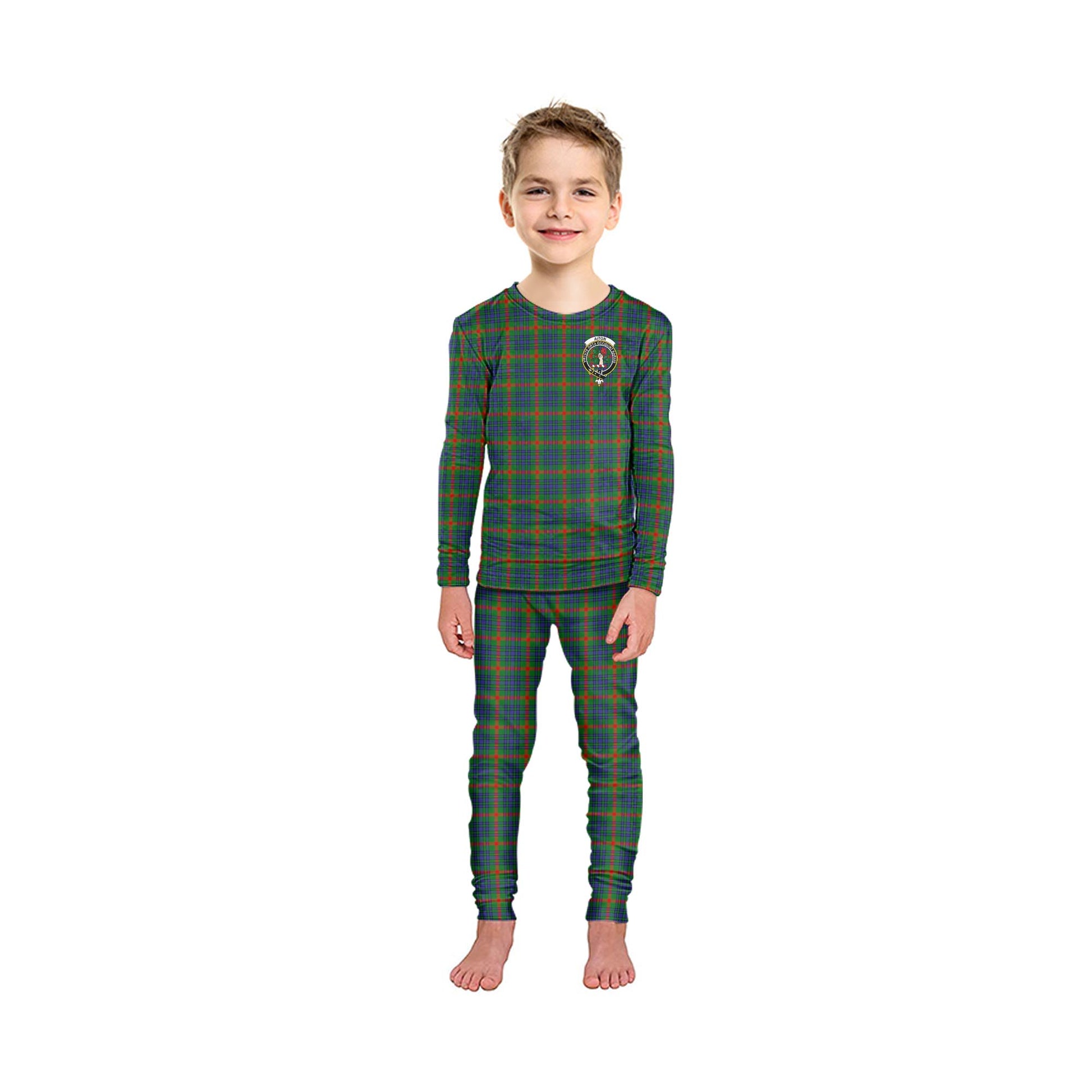 Aiton Tartan Pajamas Family Set with Family Crest - Tartan Vibes Clothing