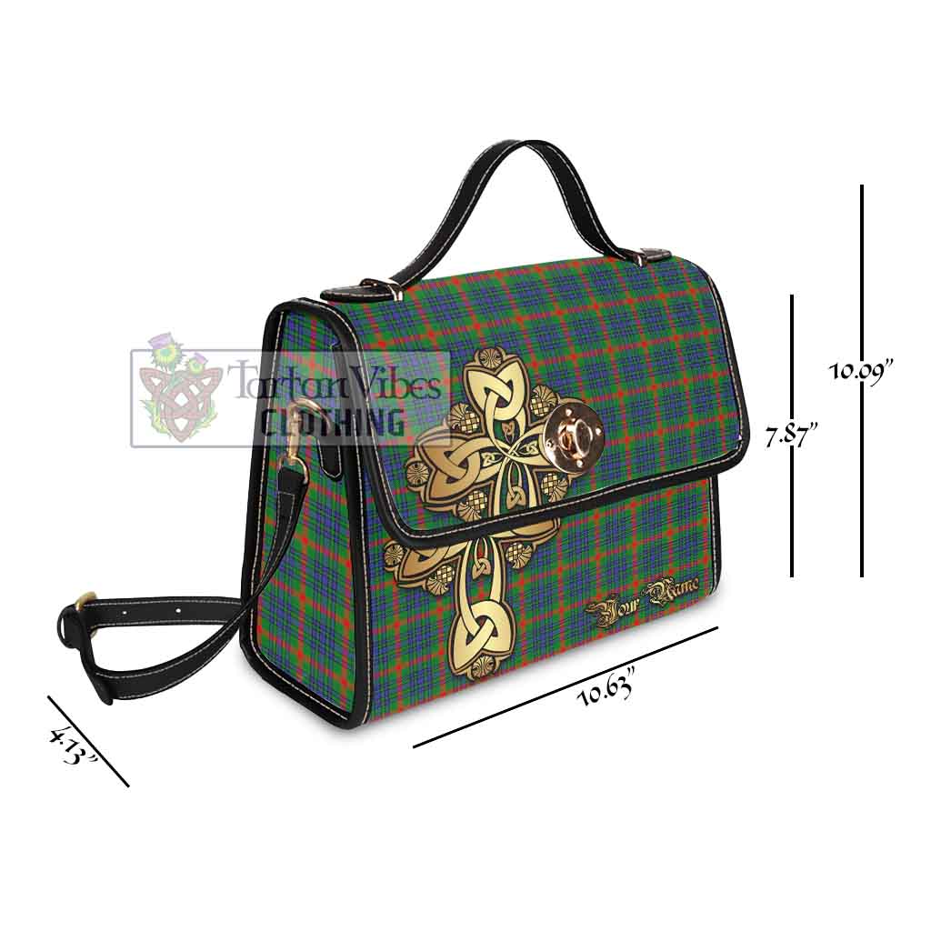 Tartan Vibes Clothing Aiton Tartan Waterproof Canvas Bag Golden Thistle Celtic Cross Style