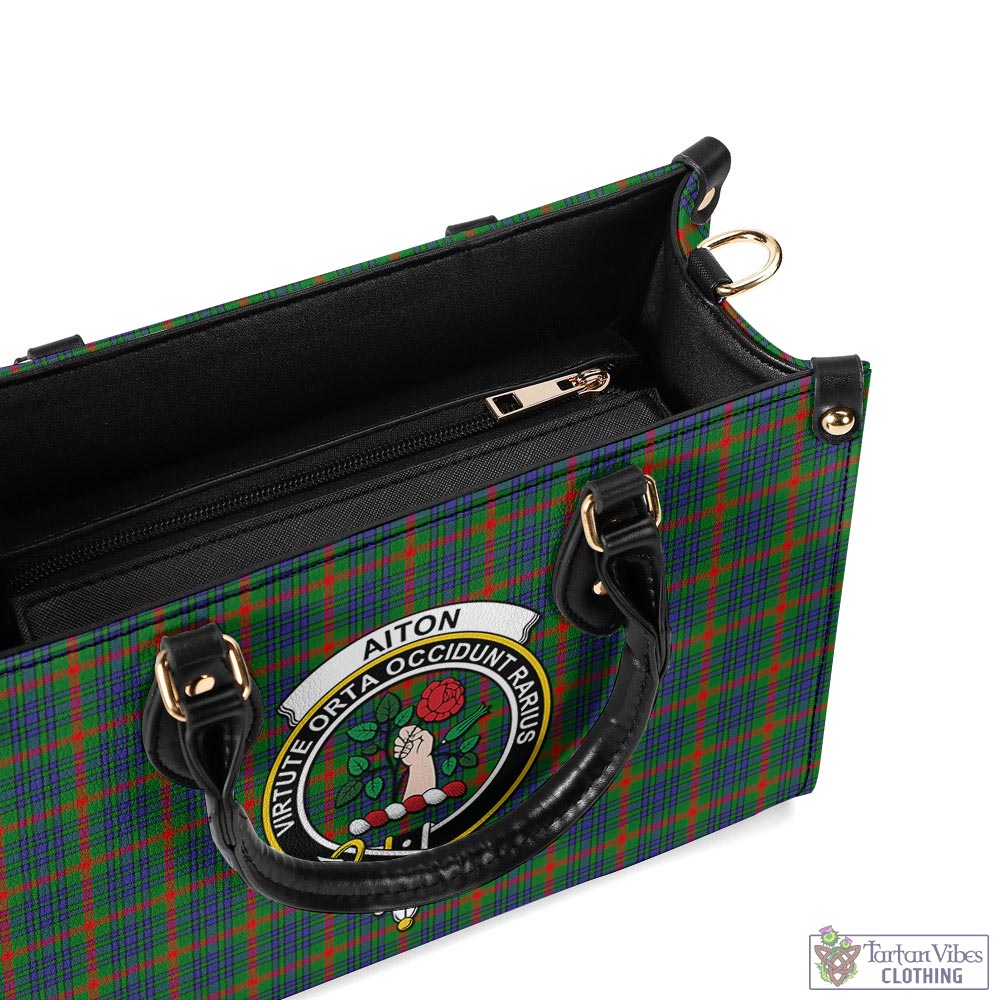 Aiton Tartan Luxury Leather Handbags with Family Crest - Tartan Vibes Clothing