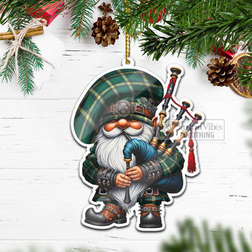 Alberta Province Canada Tartan Bagpiper Gnome Christmas Ornament