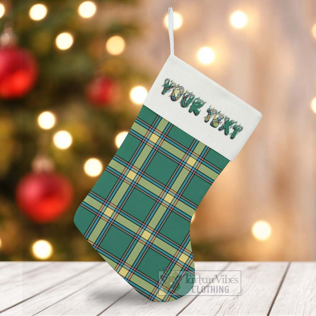 Tartan Vibes Clothing Alberta Province Canada Tartan Christmas Stocking with Personalized Text