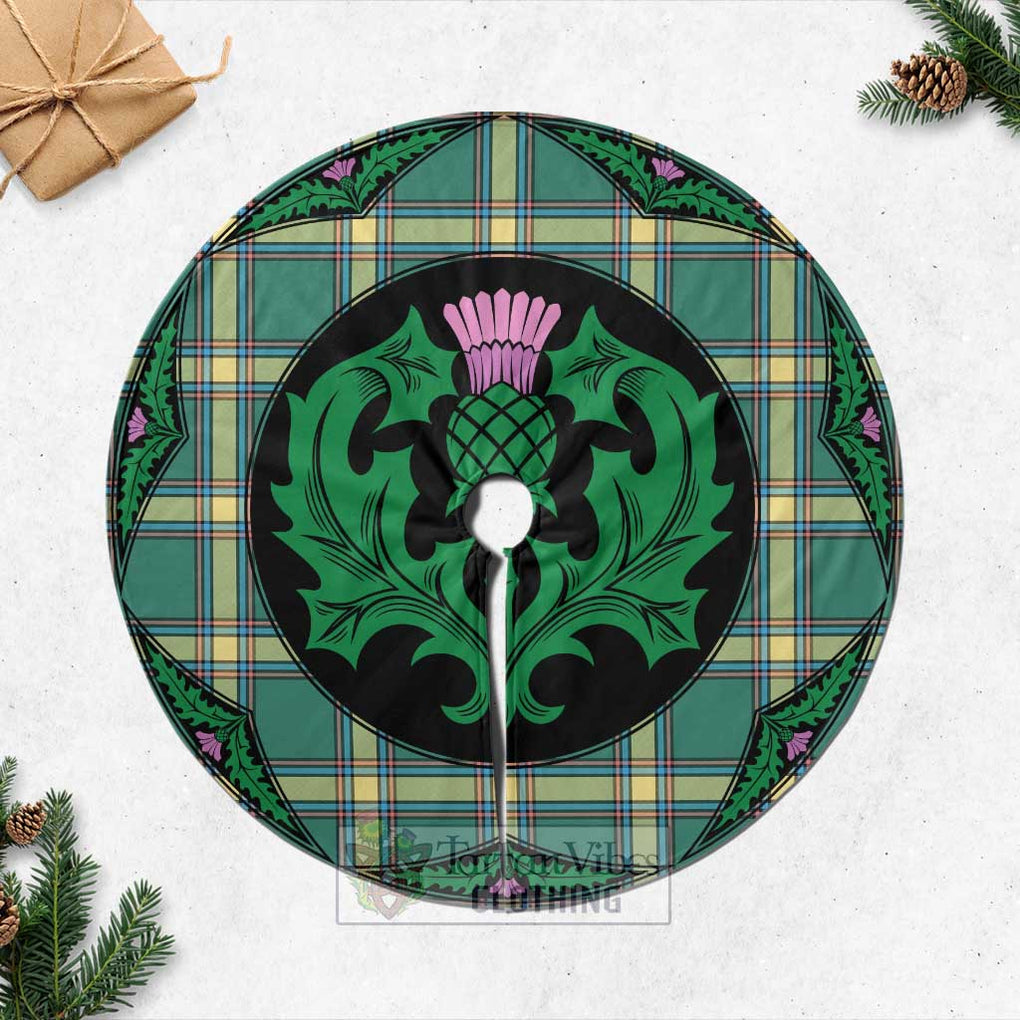 Tartan Vibes Clothing Alberta Province Canada Tartan Christmas Tree Skirt Scottish Thistle Style