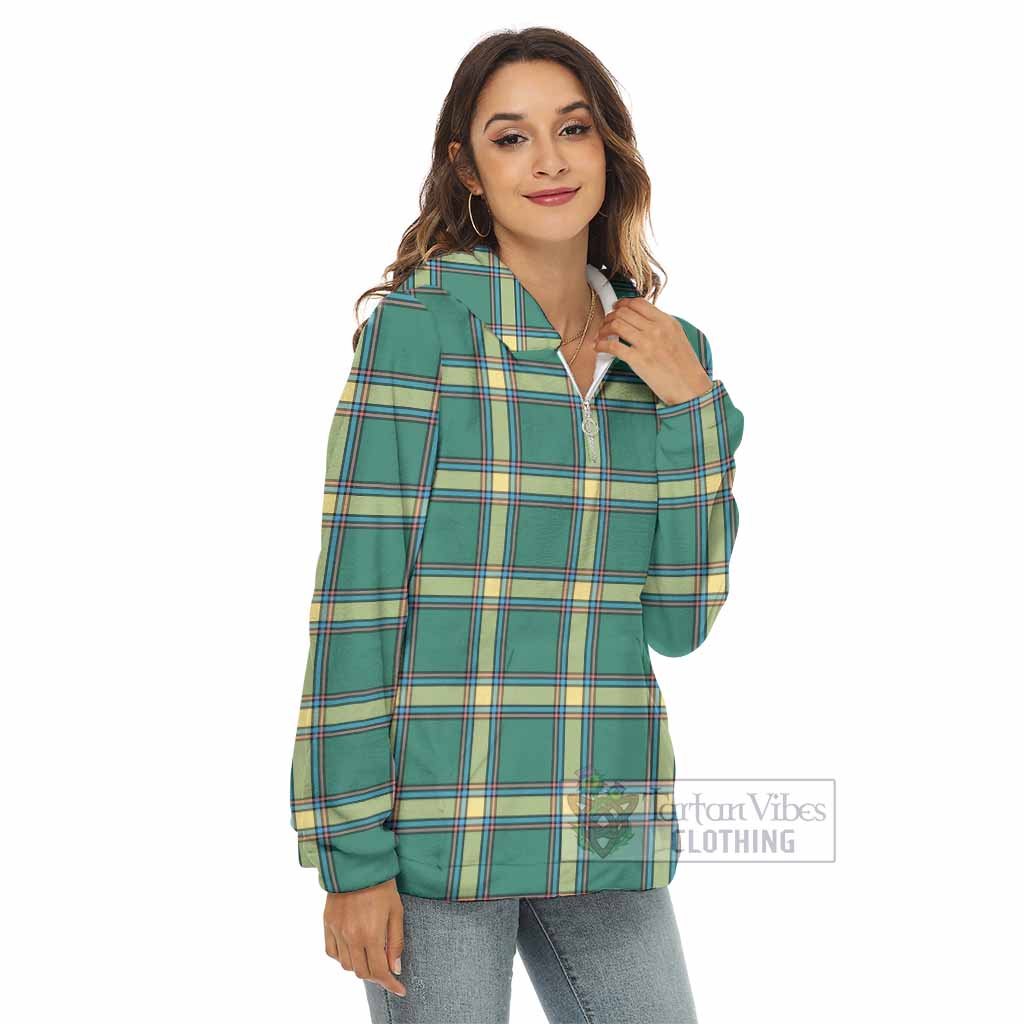 Tartan Vibes Clothing Alberta Province Canada Tartan Women's Borg  Half Zip Fleece Hoodie