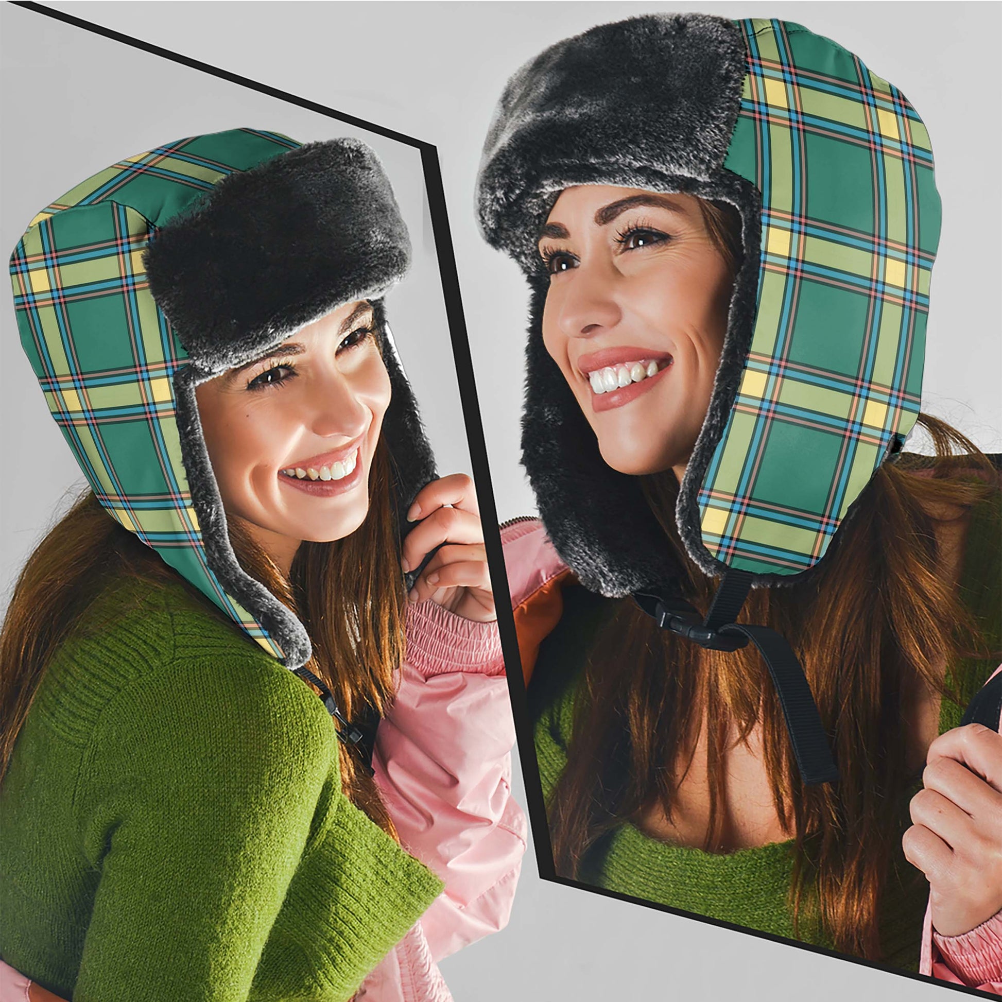 Alberta Province Canada Tartan Winter Trapper Hat Winter Trapper Hat Universal Fit Circumference 22.8in (58cm) - Tartanvibesclothing