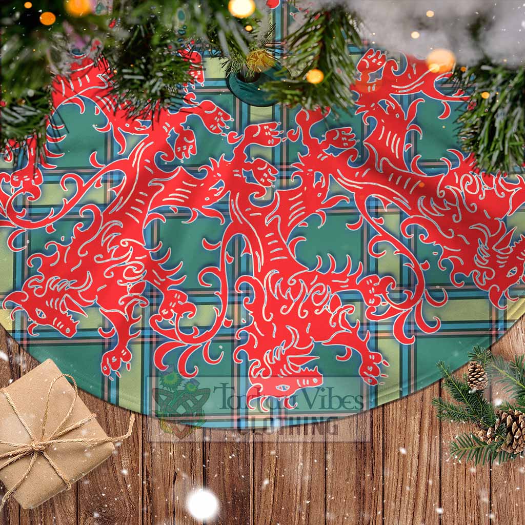 Tartan Vibes Clothing Alberta Province Canada Tartan Christmas Tree Skirt Lion Rampant Style