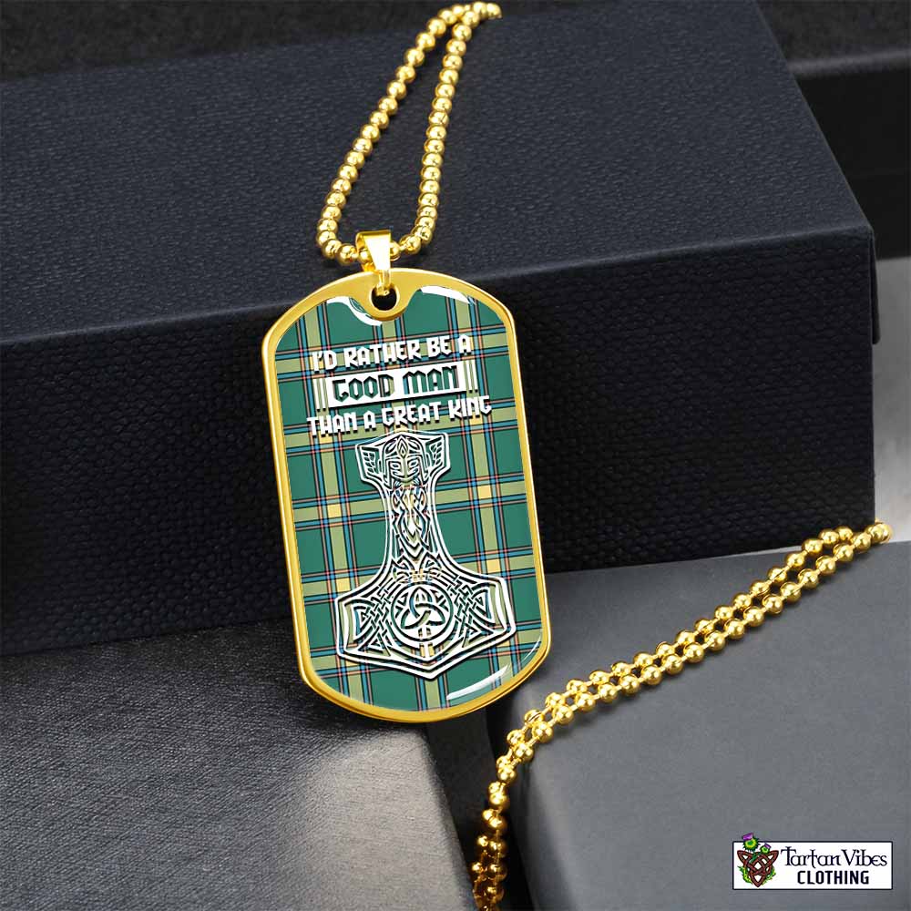 Tartan Vibes Clothing Alberta Province Canada Tartan Dog Tag Necklace Viking Mjolnir Style