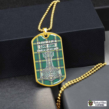 Alberta Province Canada Tartan Dog Tag Necklace Viking Mjolnir Style