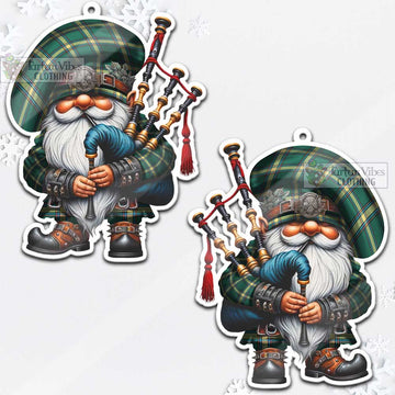 Alberta Province Canada Tartan Bagpiper Gnome Christmas Ornament