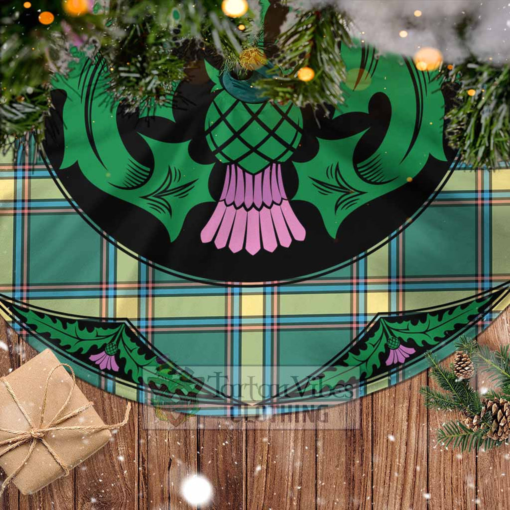 Tartan Vibes Clothing Alberta Province Canada Tartan Christmas Tree Skirt Scottish Thistle Style