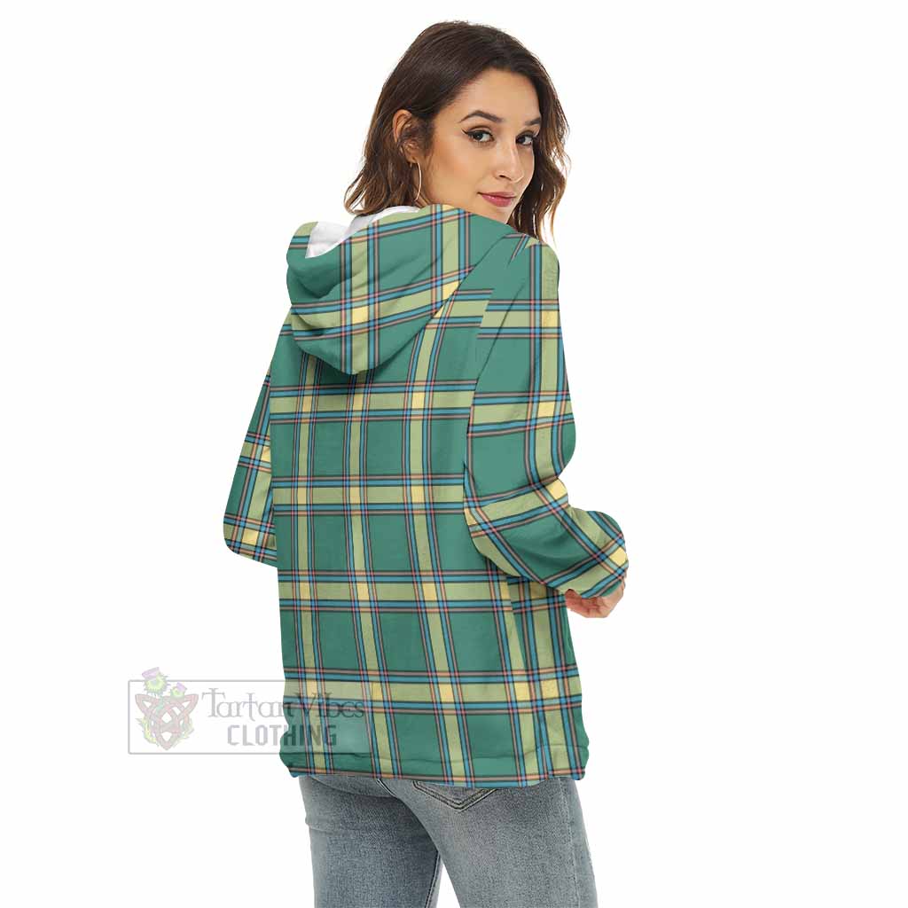 Tartan Vibes Clothing Alberta Province Canada Tartan Women's Borg  Half Zip Fleece Hoodie