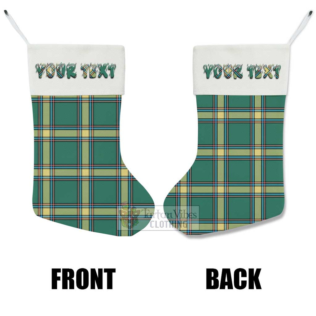 Tartan Vibes Clothing Alberta Province Canada Tartan Christmas Stocking with Personalized Text