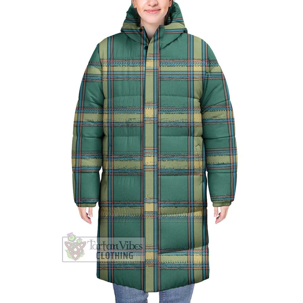 Tartan Vibes Clothing Alberta Province Canada Tartan Long Down Jacket