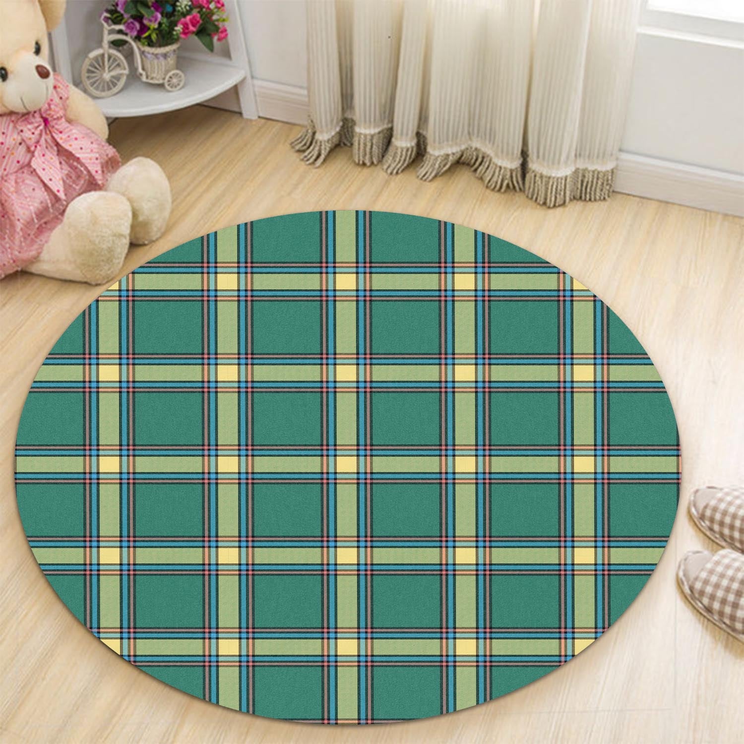 Alberta Province Canada Tartan Round Rug - Tartanvibesclothing