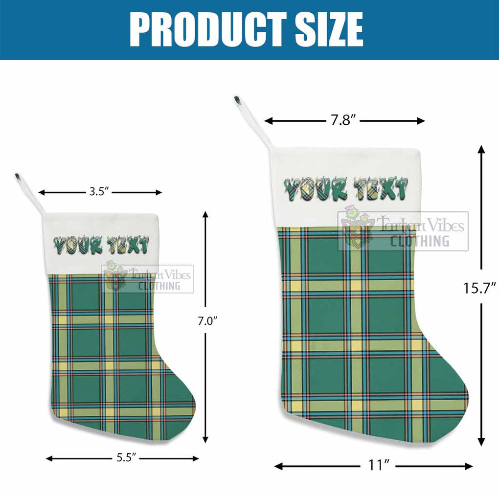 Tartan Vibes Clothing Alberta Province Canada Tartan Christmas Stocking with Personalized Text