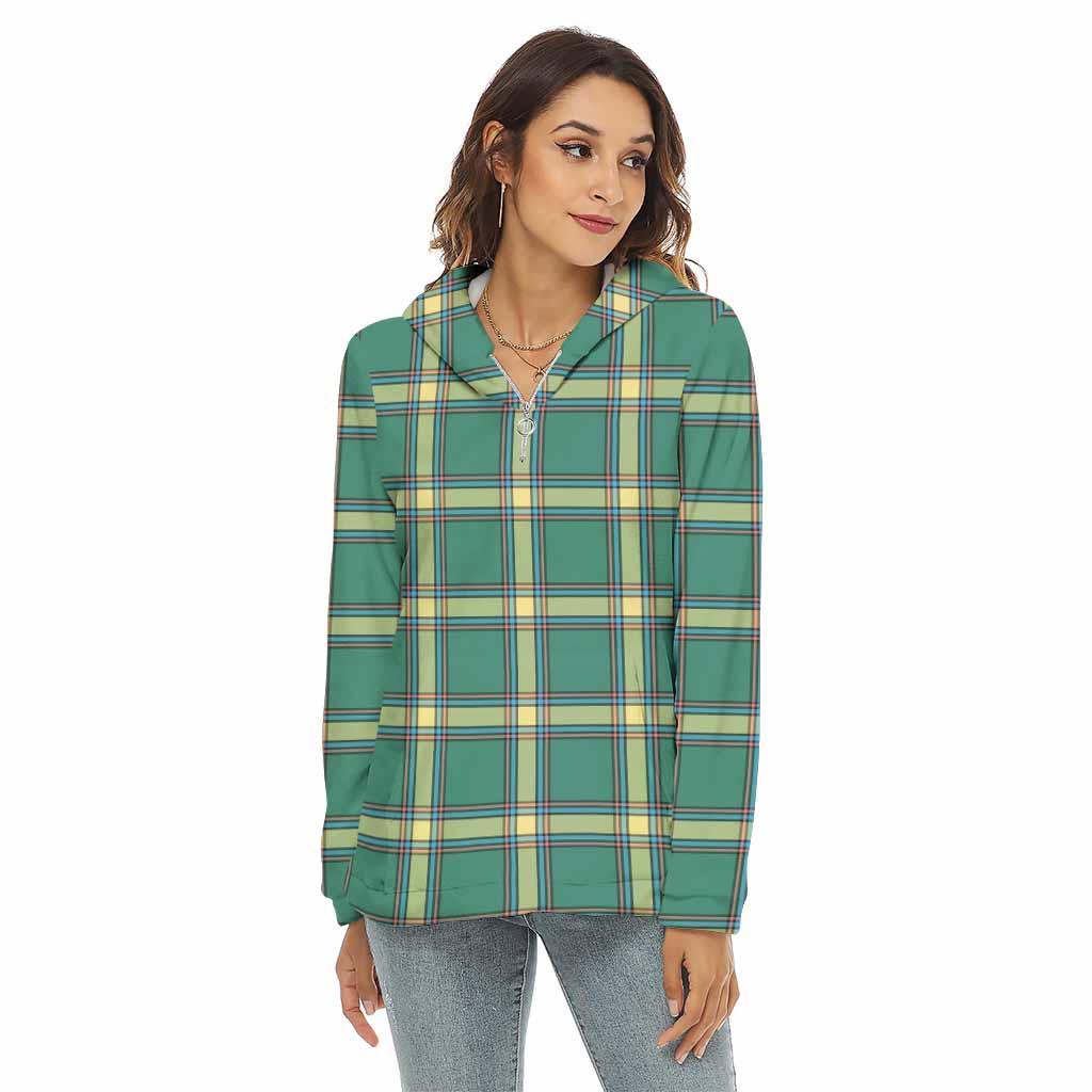 Tartan Vibes Clothing Alberta Province Canada Tartan Women's Borg  Half Zip Fleece Hoodie