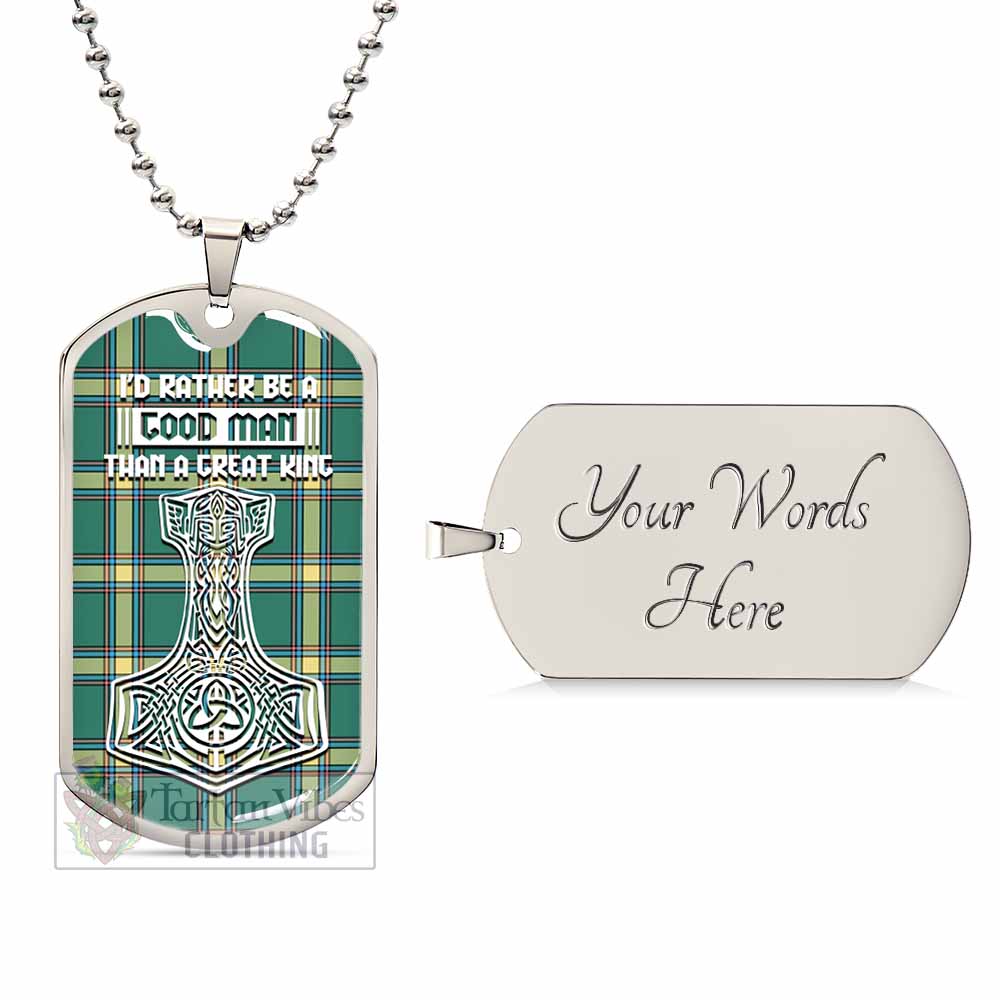 Tartan Vibes Clothing Alberta Province Canada Tartan Dog Tag Necklace Viking Mjolnir Style