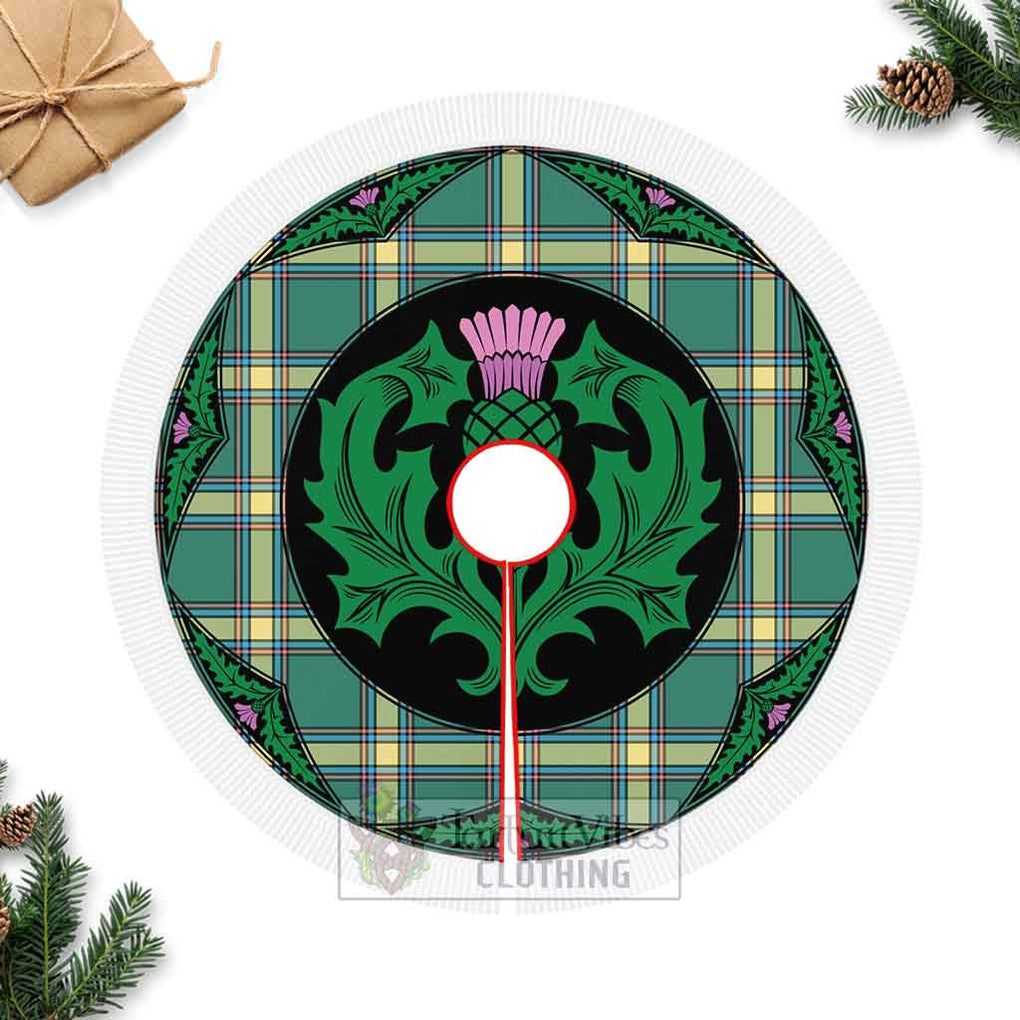 Tartan Vibes Clothing Alberta Province Canada Tartan Christmas Tree Skirt Scottish Thistle Style