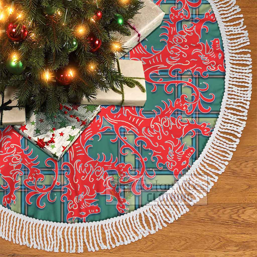 Tartan Vibes Clothing Alberta Province Canada Tartan Christmas Tree Skirt Lion Rampant Style