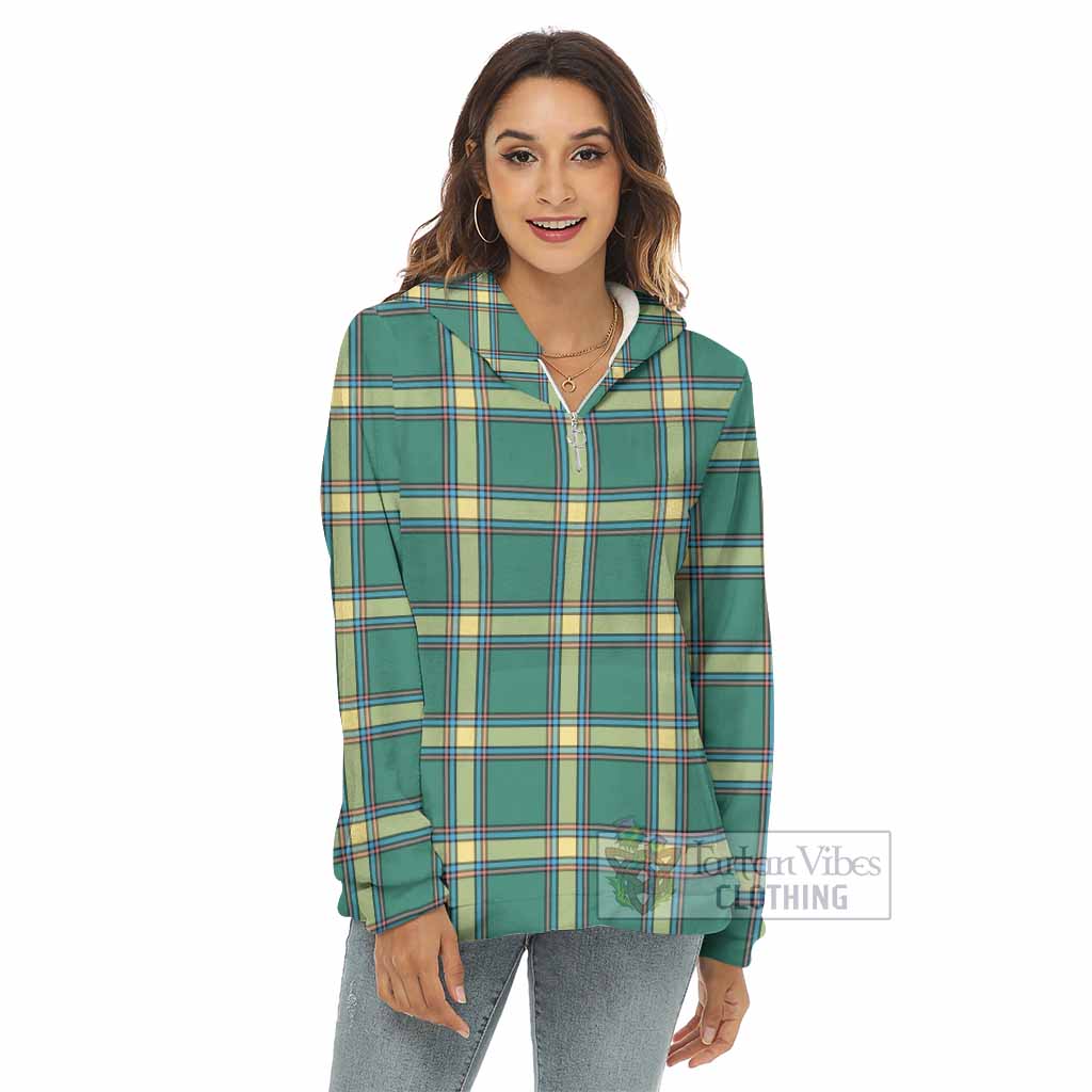 Tartan Vibes Clothing Alberta Province Canada Tartan Women's Borg  Half Zip Fleece Hoodie