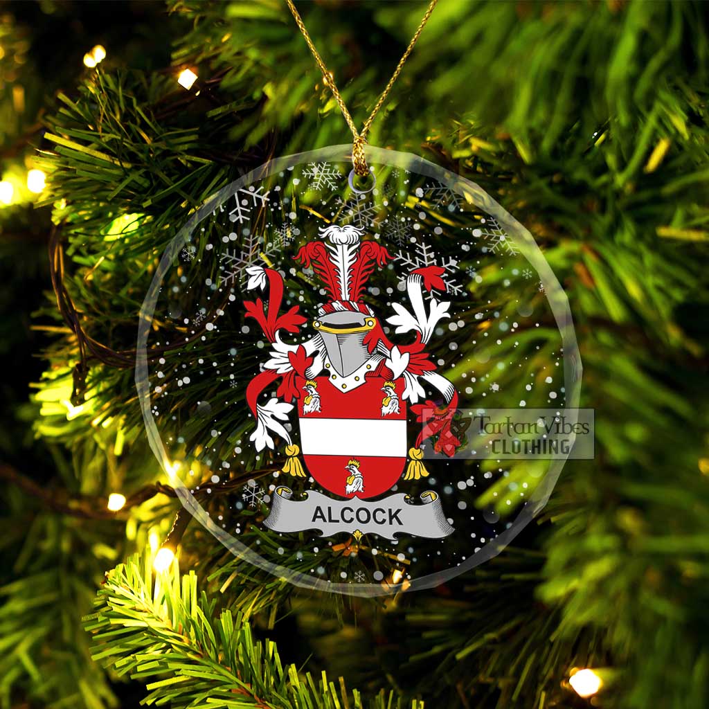 Tartan Vibes Clothing Alcock Irish Clan Christmas Glass Ornament with Coat of Arms