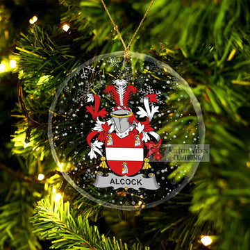 Alcock Irish Clan Christmas Glass Ornament with Coat of Arms