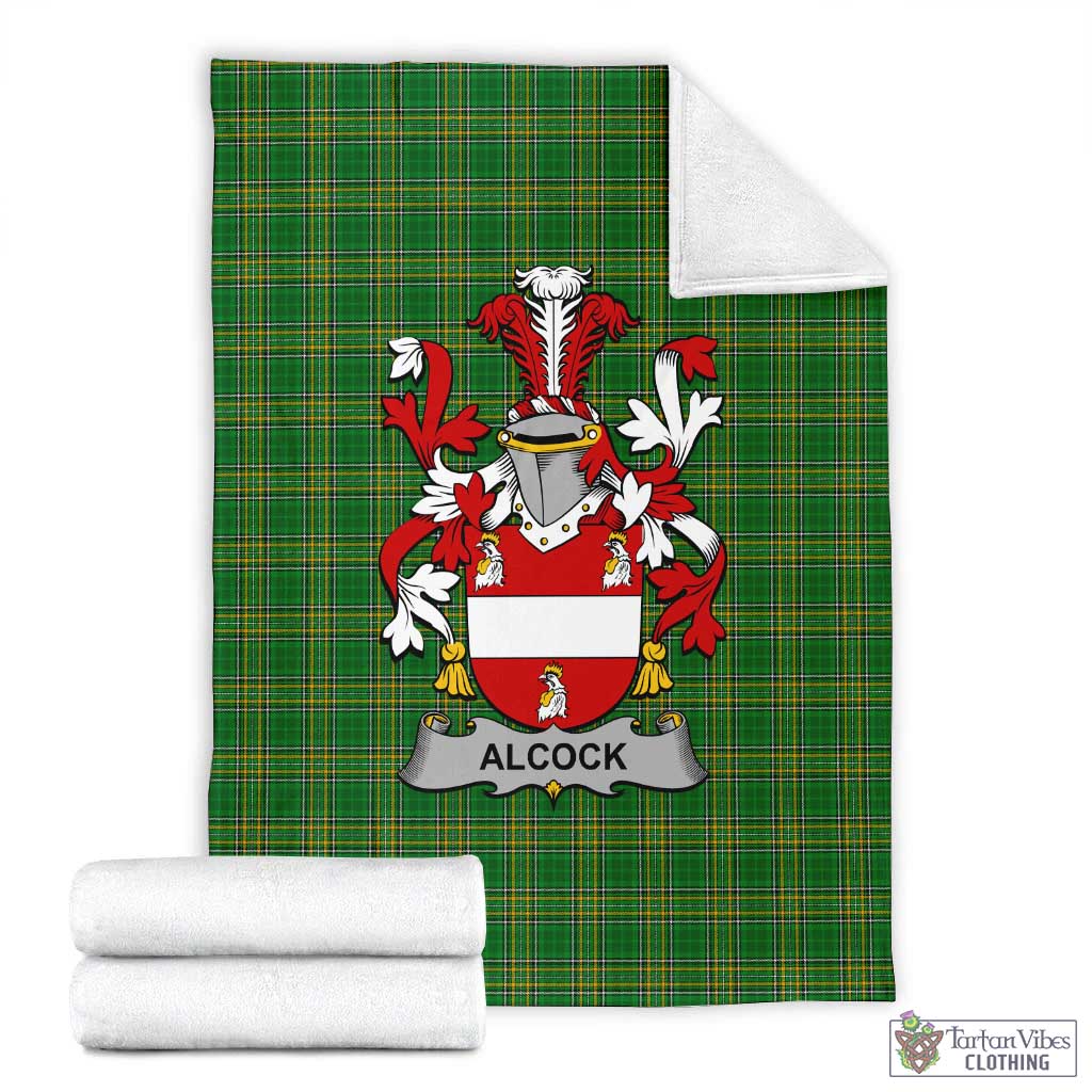 Tartan Vibes Clothing Alcock Irish Clan Tartan Blanket with Coat of Arms