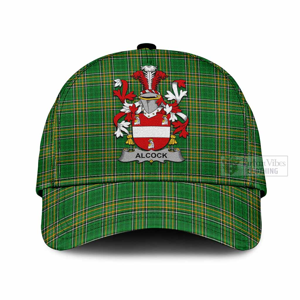 Tartan Vibes Clothing Alcock Irish Clan Tartan Classic Cap with Coat of Arms