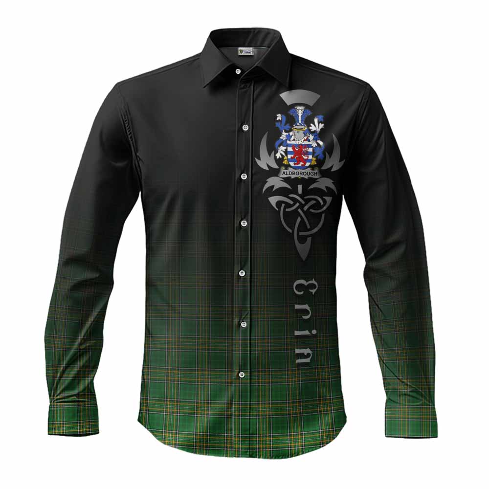 Aldborough Irish Clan Long Sleeve Button Shirt with Coat of Arms Erin Go Bragh Celtic Inspired Men's Shirt S - Tartan Vibes Clothing
