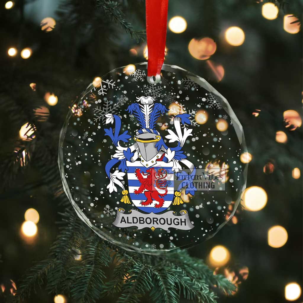 Tartan Vibes Clothing Aldborough Irish Clan Christmas Glass Ornament with Coat of Arms