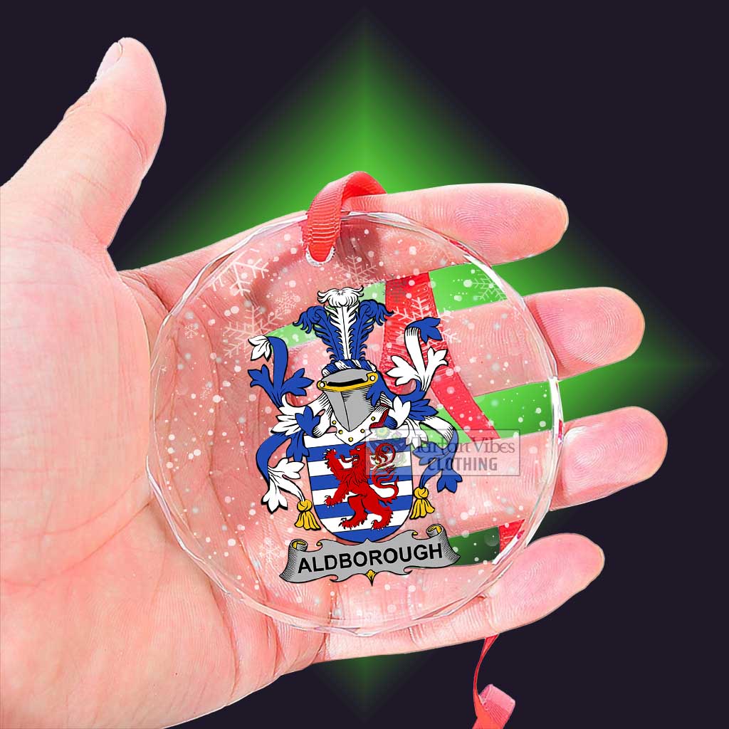 Tartan Vibes Clothing Aldborough Irish Clan Christmas Glass Ornament with Coat of Arms