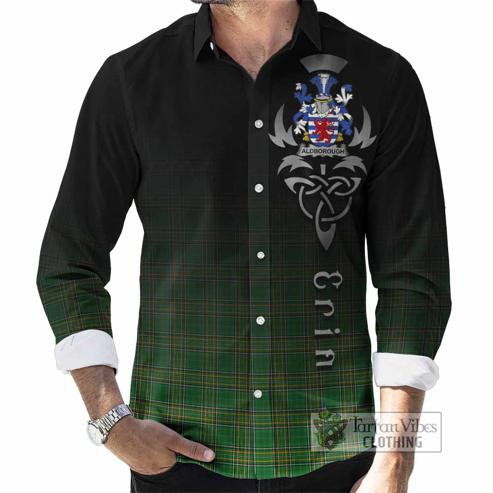 Aldborough Irish Clan Long Sleeve Button Shirt with Coat of Arms Erin Go Bragh Celtic Inspired - Tartan Vibes Clothing