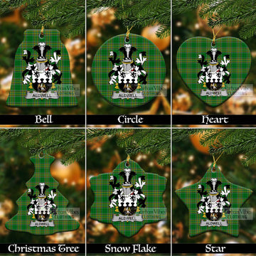 Aldwell Irish Clan Tartan Christmas Ceramic Ornament with Coat of Arms