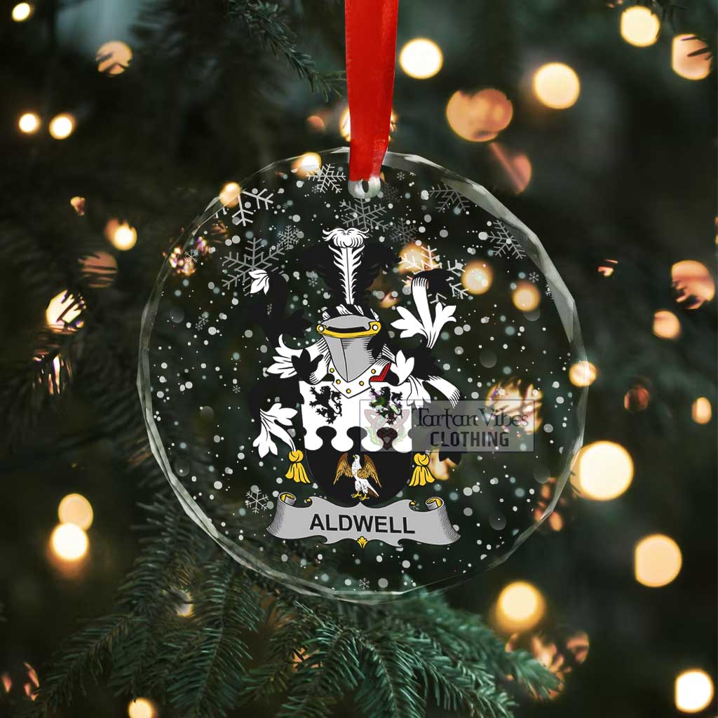 Tartan Vibes Clothing Aldwell Irish Clan Christmas Glass Ornament with Coat of Arms