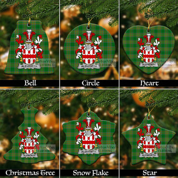 Aldworth Irish Clan Tartan Christmas Ceramic Ornament with Coat of Arms