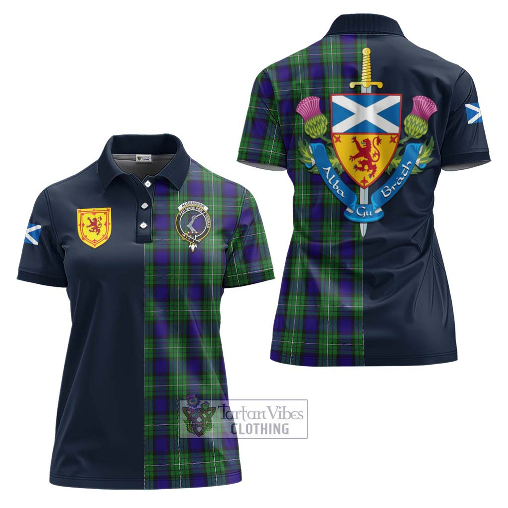 Tartan Vibes Clothing Alexander Tartan Women's Polo Shirt with Scottish Lion Royal Arm Half Style