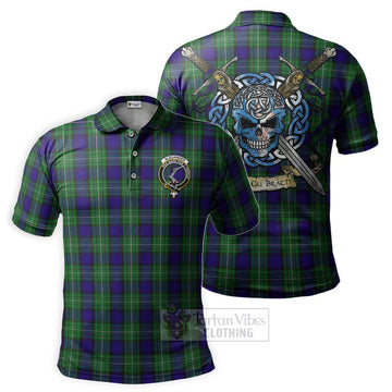 Alexander Tartan Polo Shirt with Family Crest Celtic Skull Style