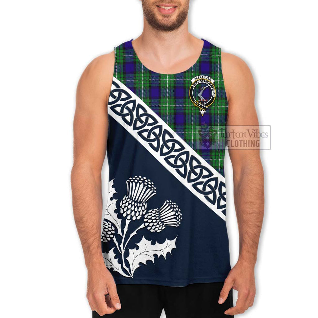 Tartan Vibes Clothing Alexander Tartan Men's Tank Top Featuring Thistle and Scotland Map