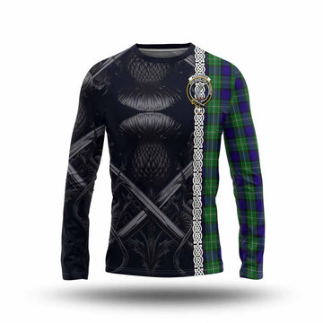 Alexander Tartan Long Sleeve T-Shirt with Family Crest Cross Sword Thistle Celtic Vibes Unisex - Tartan Vibes Clothing
