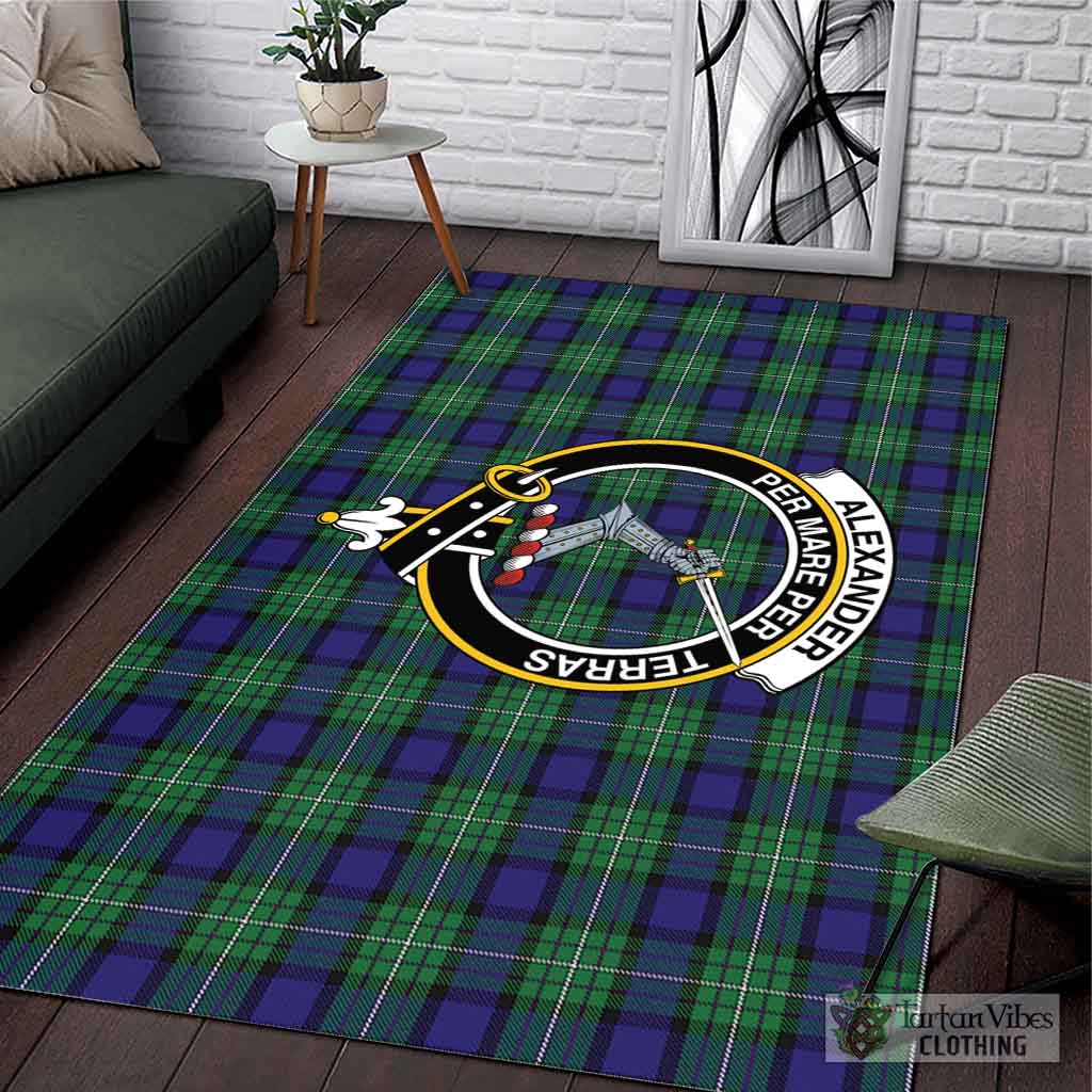 Tartan Vibes Clothing Alexander Tartan Area Rug with Family Crest