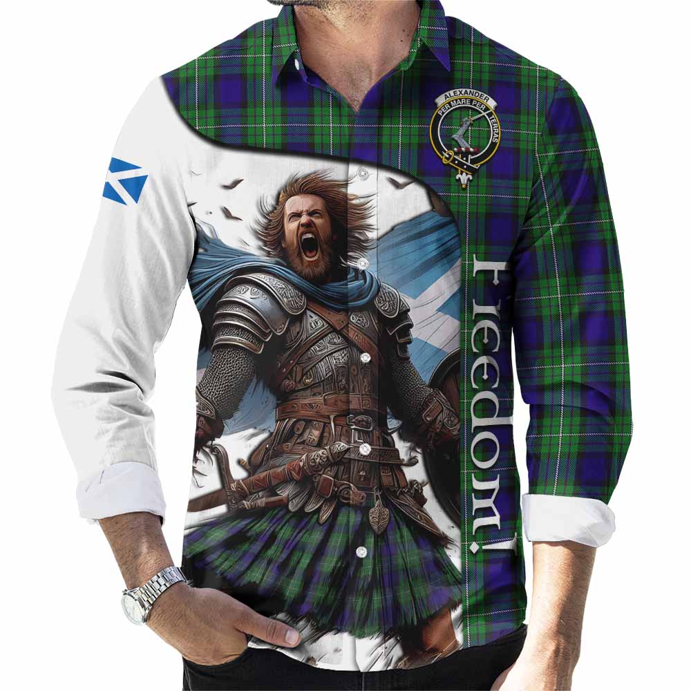 Tartan Vibes Clothing Alexander Crest Tartan Long Sleeve Button Shirt Inspired by the Freedom of Scottish Warrior