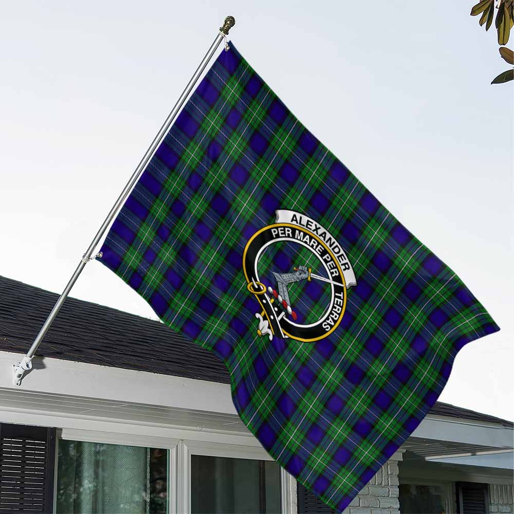 Tartan Vibes Clothing Alexander Tartan House Flag with Family Crest