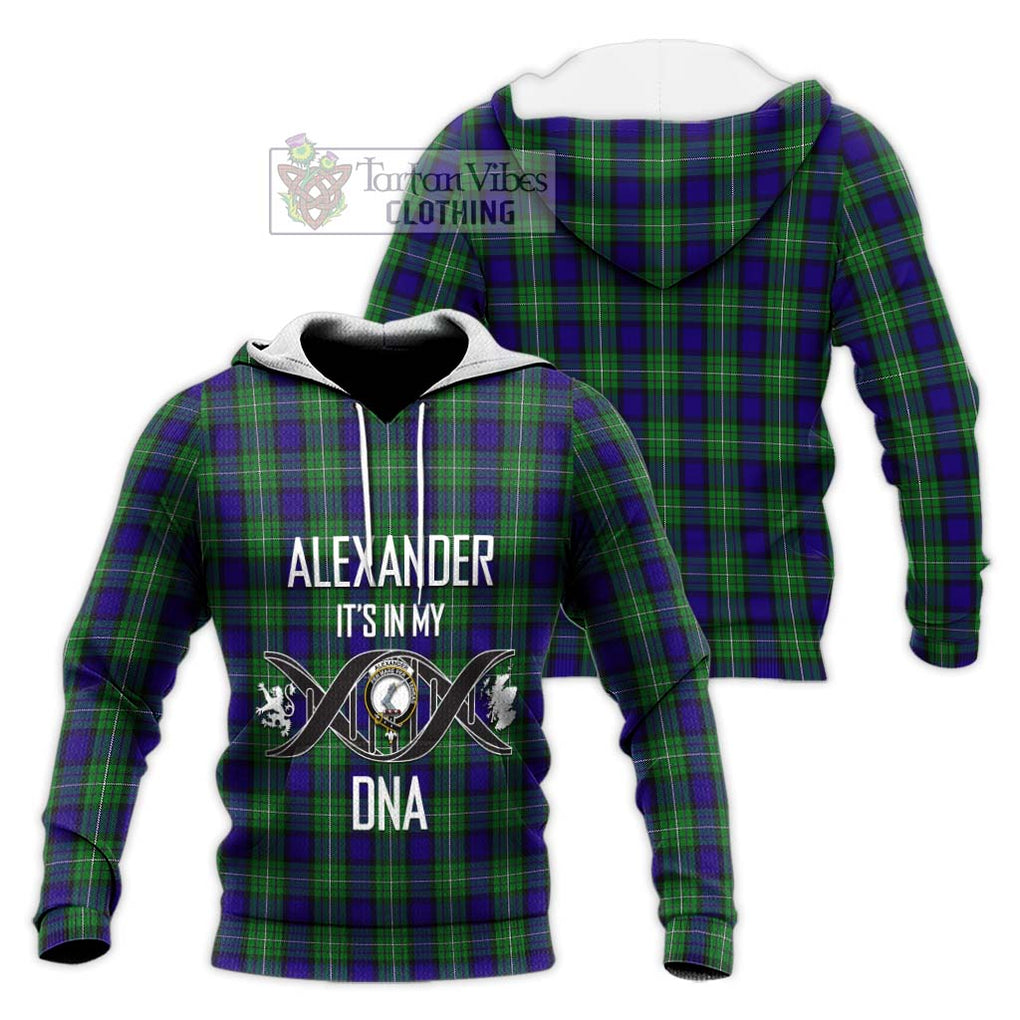 Alexander Tartan Knitted Hoodie with Family Crest DNA In Me Style Unisex Knitted Pullover Hoodie - Tartanvibesclothing Shop